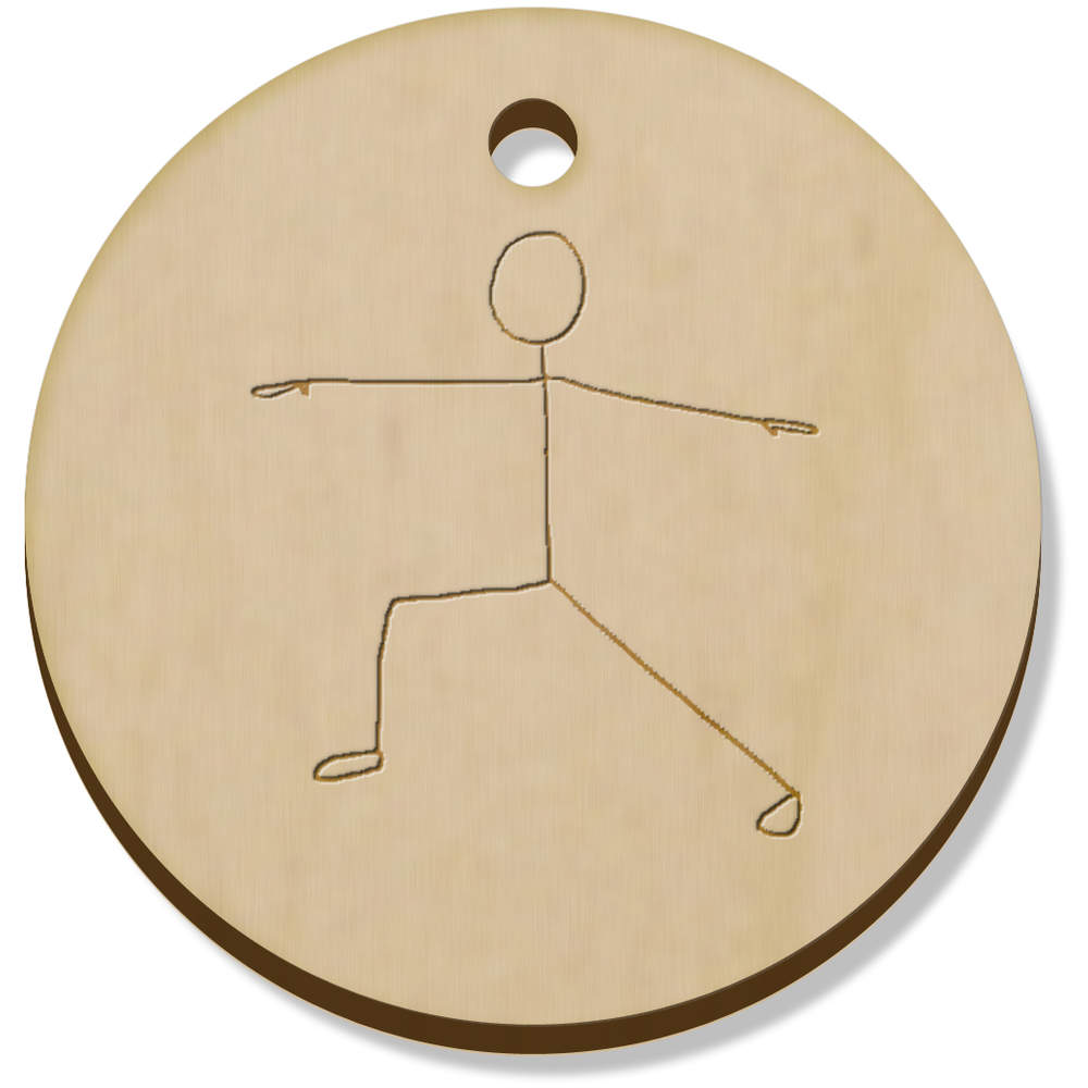 11 x 34mm 'Yoga Warrior II Pose' Wooden Pendants / Charms (PN00073070)