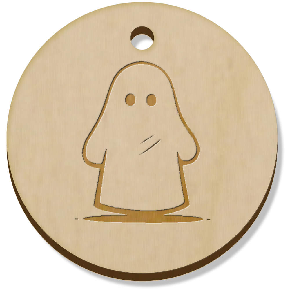 11 x 34mm 'Simple Ghost' Wooden Pendants / Charms (PN00073082)