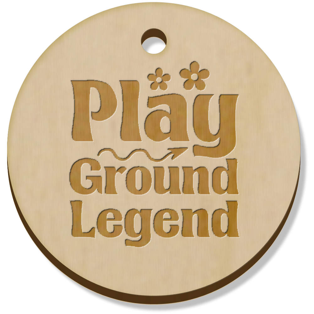 11 x 34mm 'Playground Legend Funny Text ' Wooden Pendants / Charms (PN00073596)