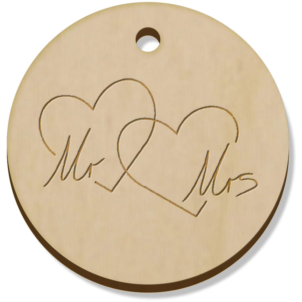 11 x 34mm 'Mr & Mrs Hearts' Wooden Pendants / Charms (PN00073786)