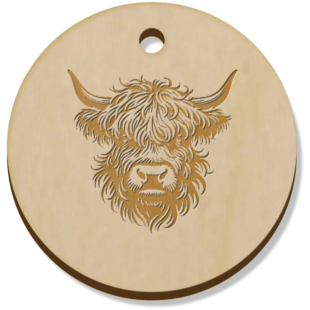 11 x 34mm 'Highland Cow' Wooden Pendants / Charms (PN00074158)