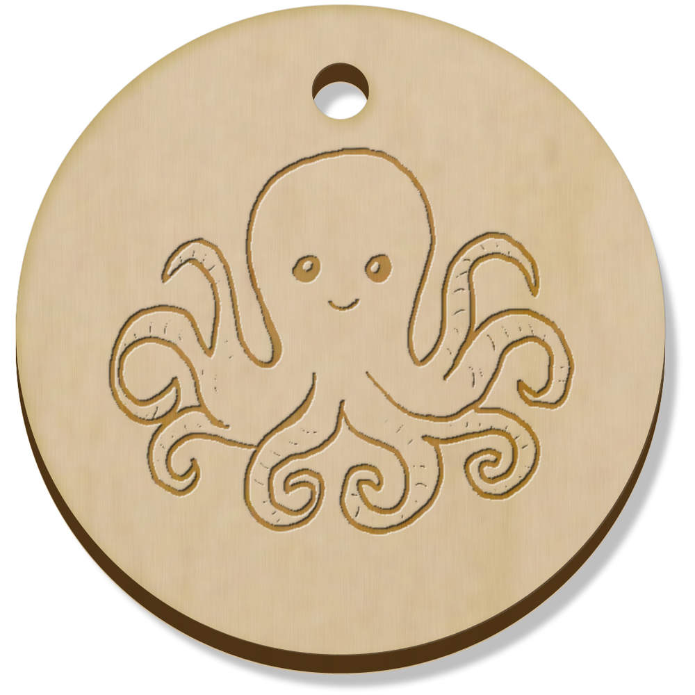 11 x 34mm 'Octopus' Wooden Pendants / Charms (PN00074477)