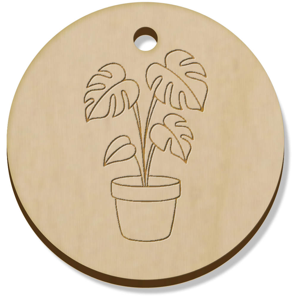 11 x 34mm 'Cheese Plant' Wooden Pendants / Charms (PN00074747)