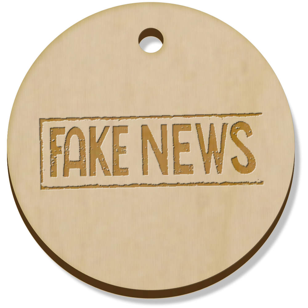 11 x 34mm 'Fake News' Wooden Pendants / Charms (PN00074850)