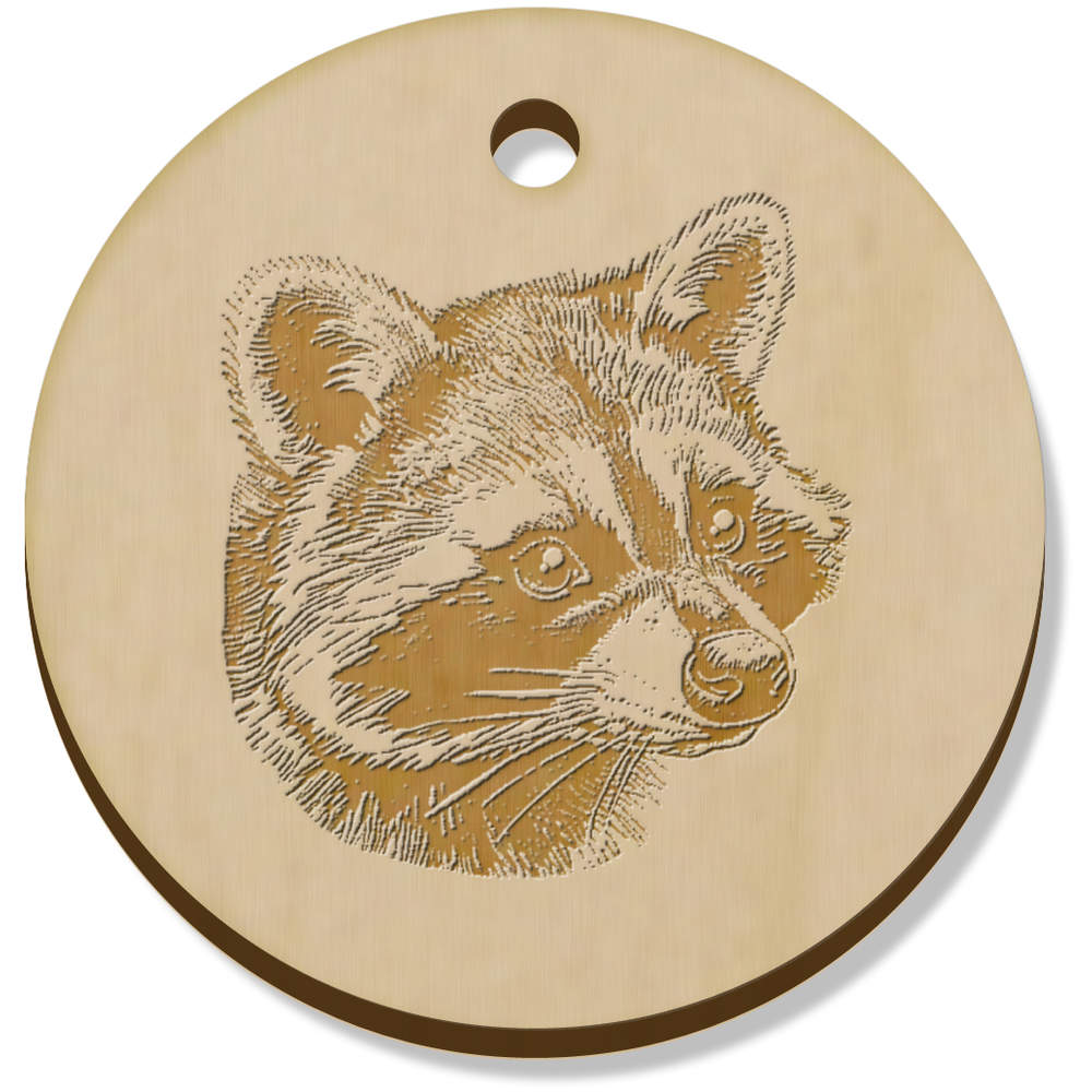 11 x 34mm 'Raccoon Portrait ' Wooden Pendants / Charms (PN00075292)