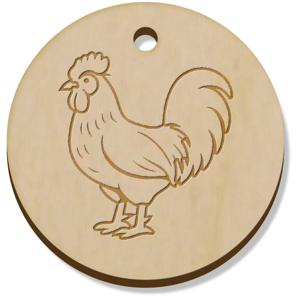 11 x 34mm 'Standing Rooster' Wooden Pendants / Charms (PN00075612)