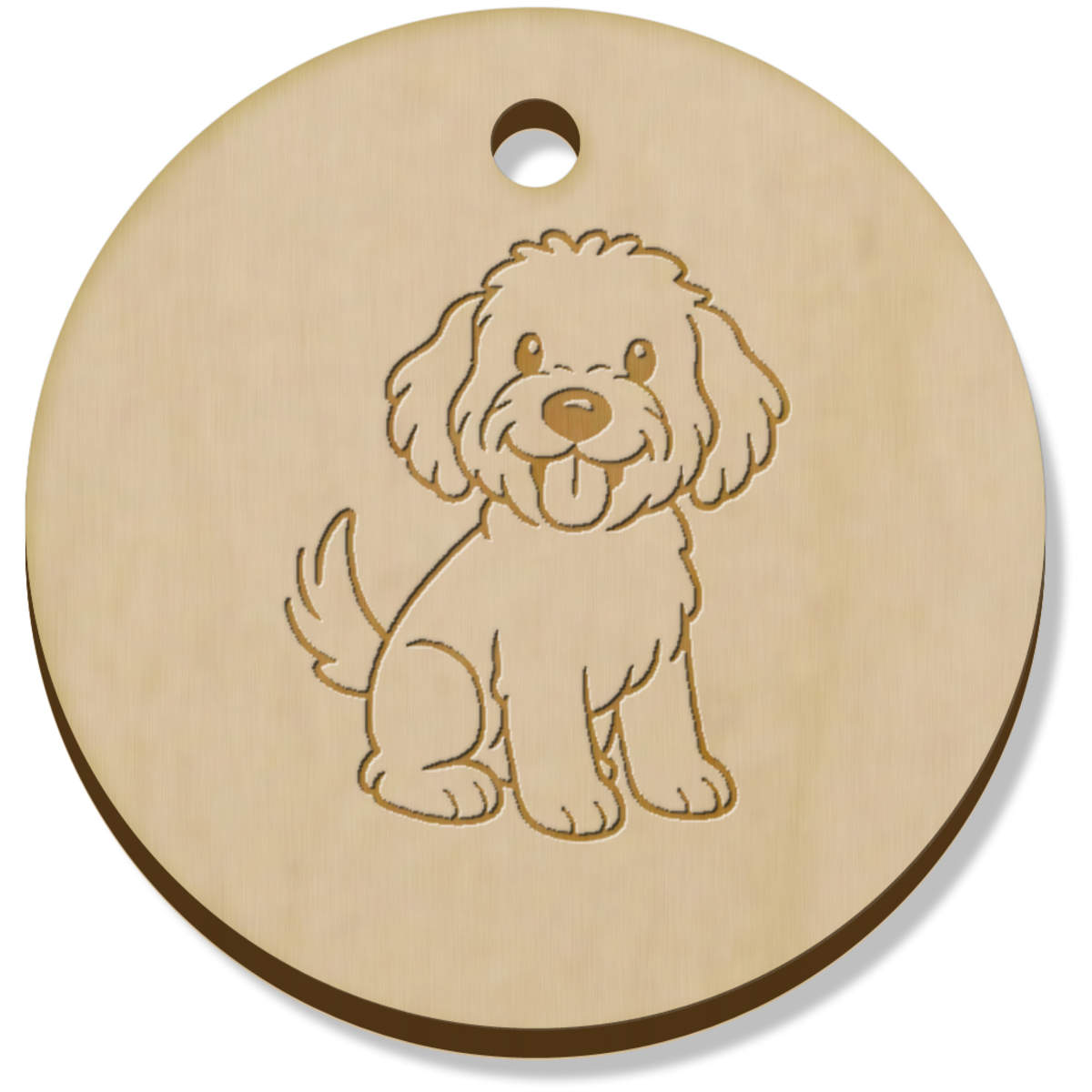 11 x 34mm 'Happy Sitting Cockapoo' Wooden Pendants / Charms (PN00076529)