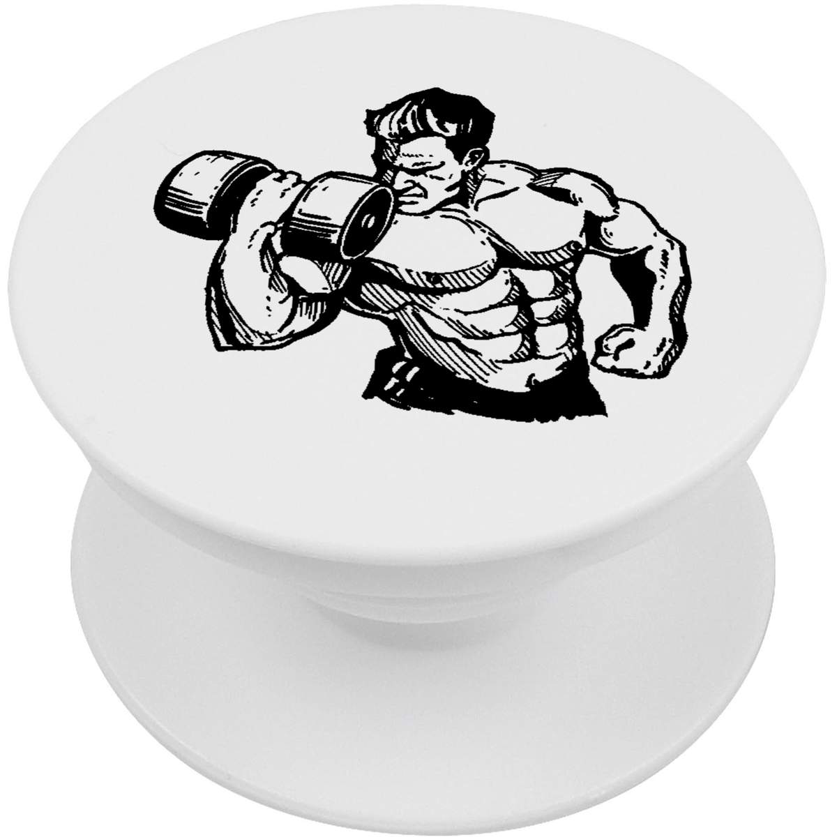 'Man Lifting Dumb-bell' Expanding Phone Grip / Stand (PO00025557)