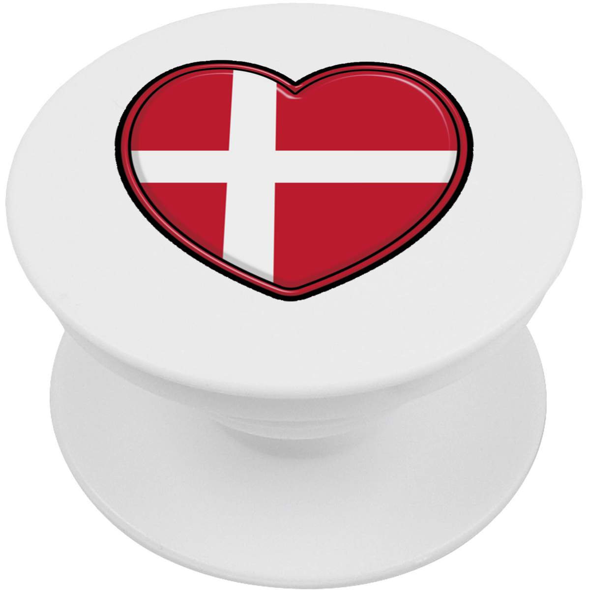 'Denmark Flag Heart' Expanding Phone Grip / Stand (PO00031112)