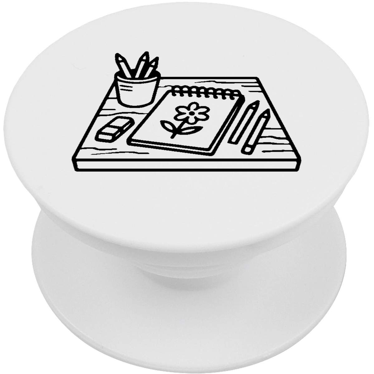 'Drawing Desk With Sketchbook And Pencils' Expanding Phone Grip / Stand (PO00046295)