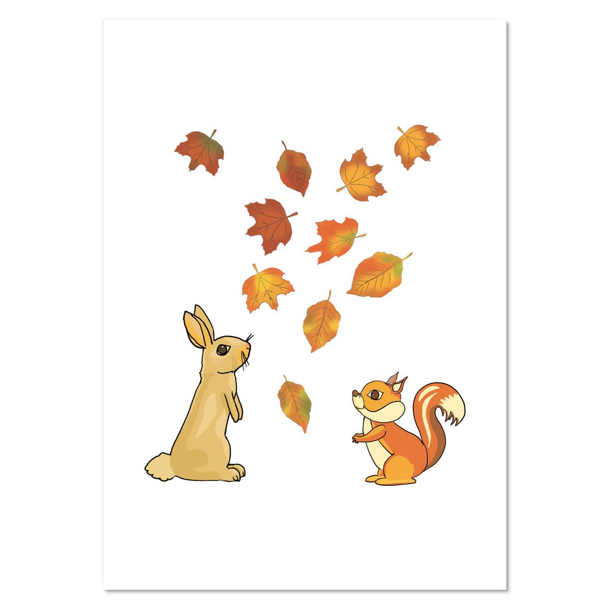 A0+ 'Forest Creatures Watching Falling Leaves' Wall Poster / Print (PP00250099)