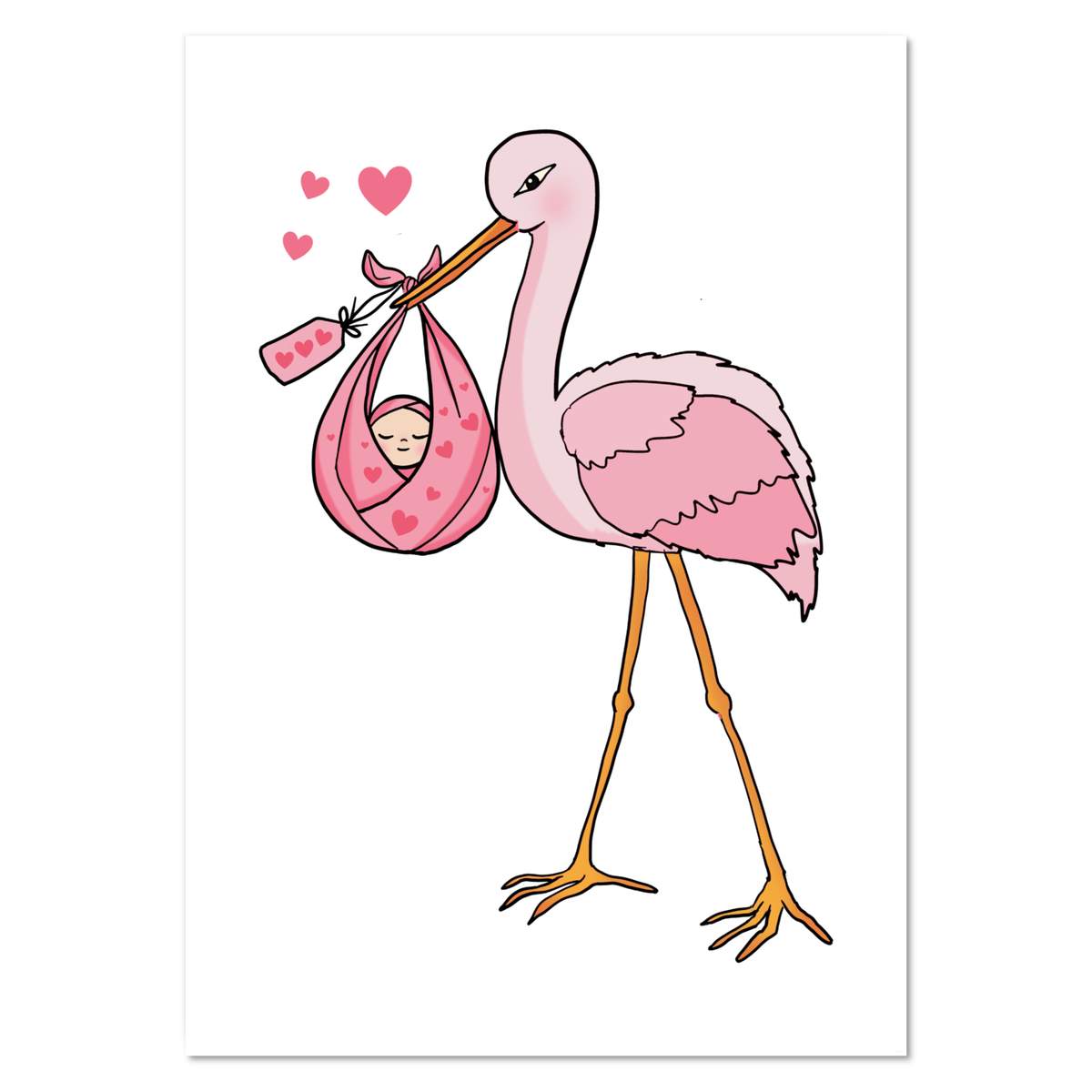 A0+ 'Stork Delivering Baby Girl' Wall Poster / Print (PP00253024)