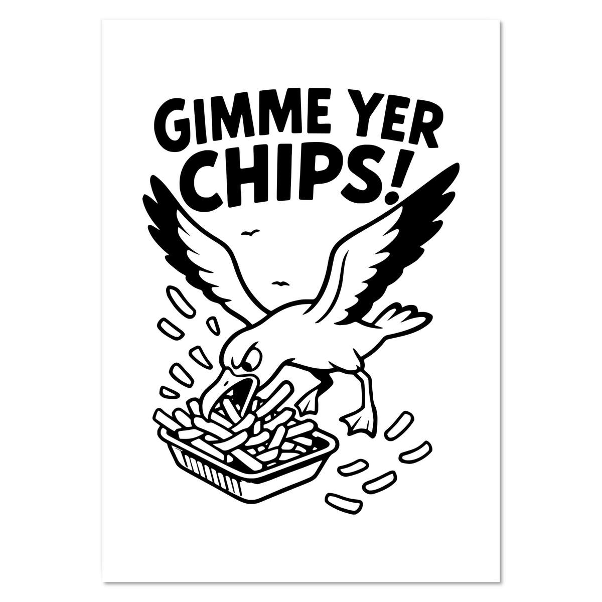 A0+ 'Gimme Your Chips Seagull' Wall Poster / Print (PP00320810)
