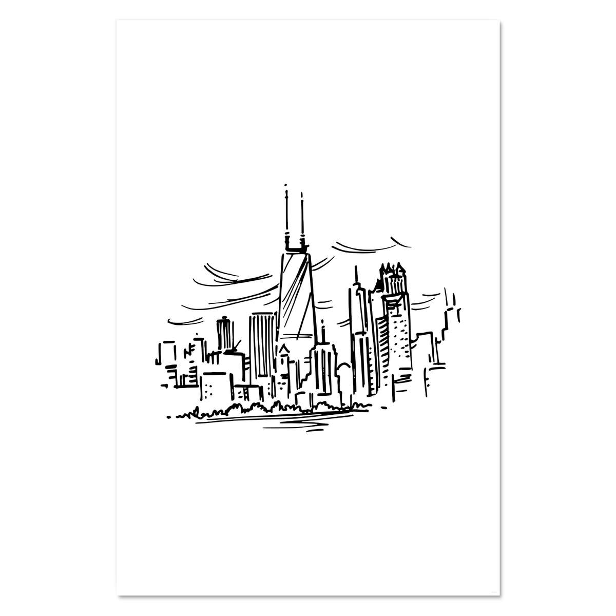 Super A1 'Chicago Skyline' Wall Poster / Print (PP00122913)