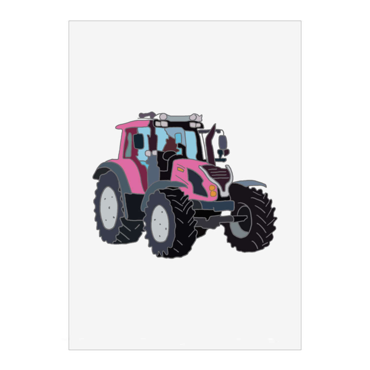 'Pink tractor ' Wall Art Poster - A1 Portrait - Unframed Wall Art Print for Home Decor - 914mm / 36in (PP00236954)