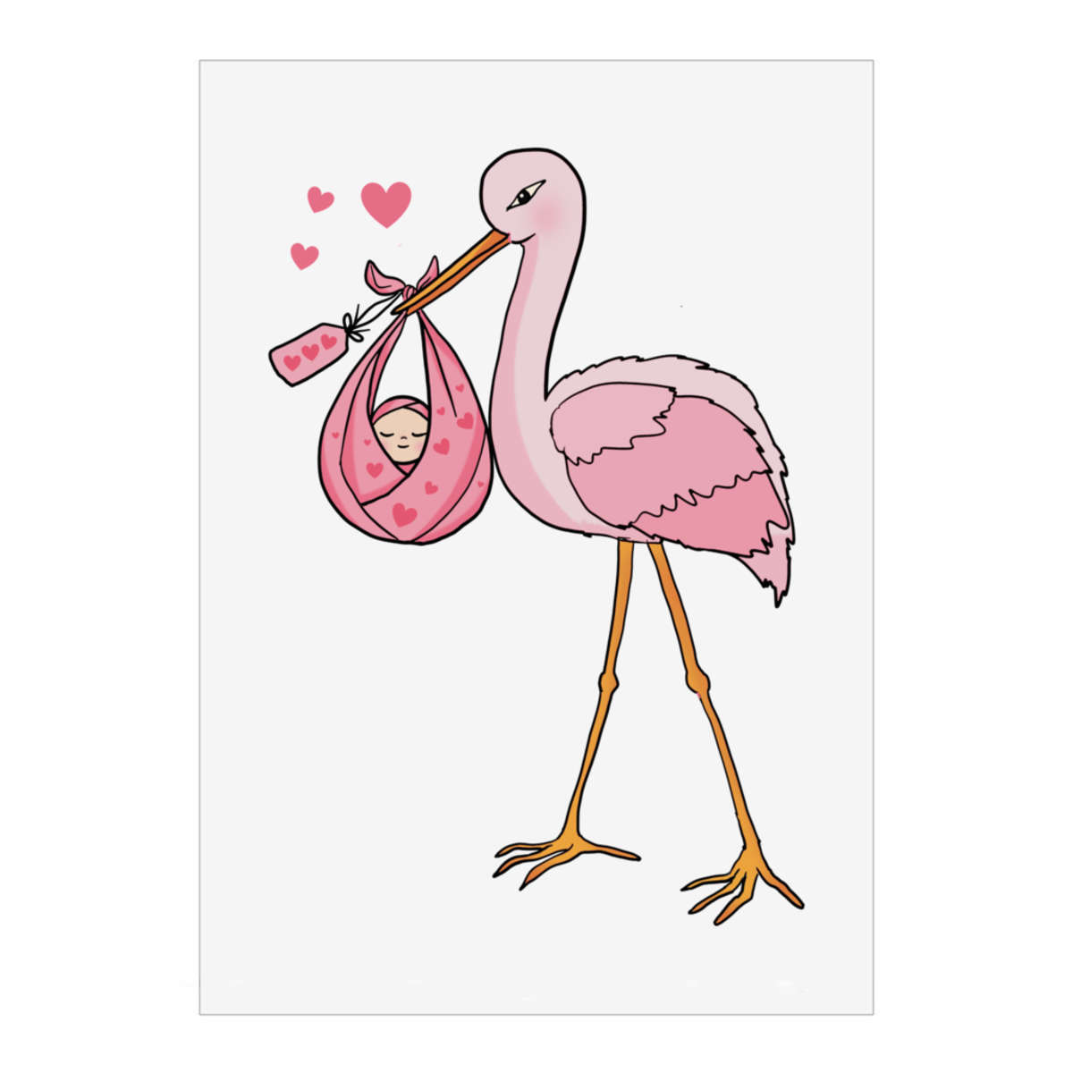'Stork With Baby Girl' Wall Art Poster - A1 Portrait - Unframed Wall Art Print for Home Decor - 914mm / 36in (PP00253023)