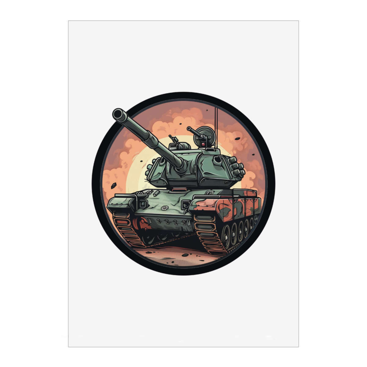 'Army Tank in Circle Frame' Wall Art Poster - A1 Portrait - Unframed Wall Art Print for Home Decor - 914mm / 36in (PP00277728)