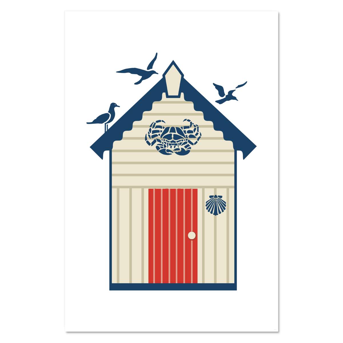 Super A1 'Beach Hut With Sea Gulls' Wall Poster / Print (PP00286131)