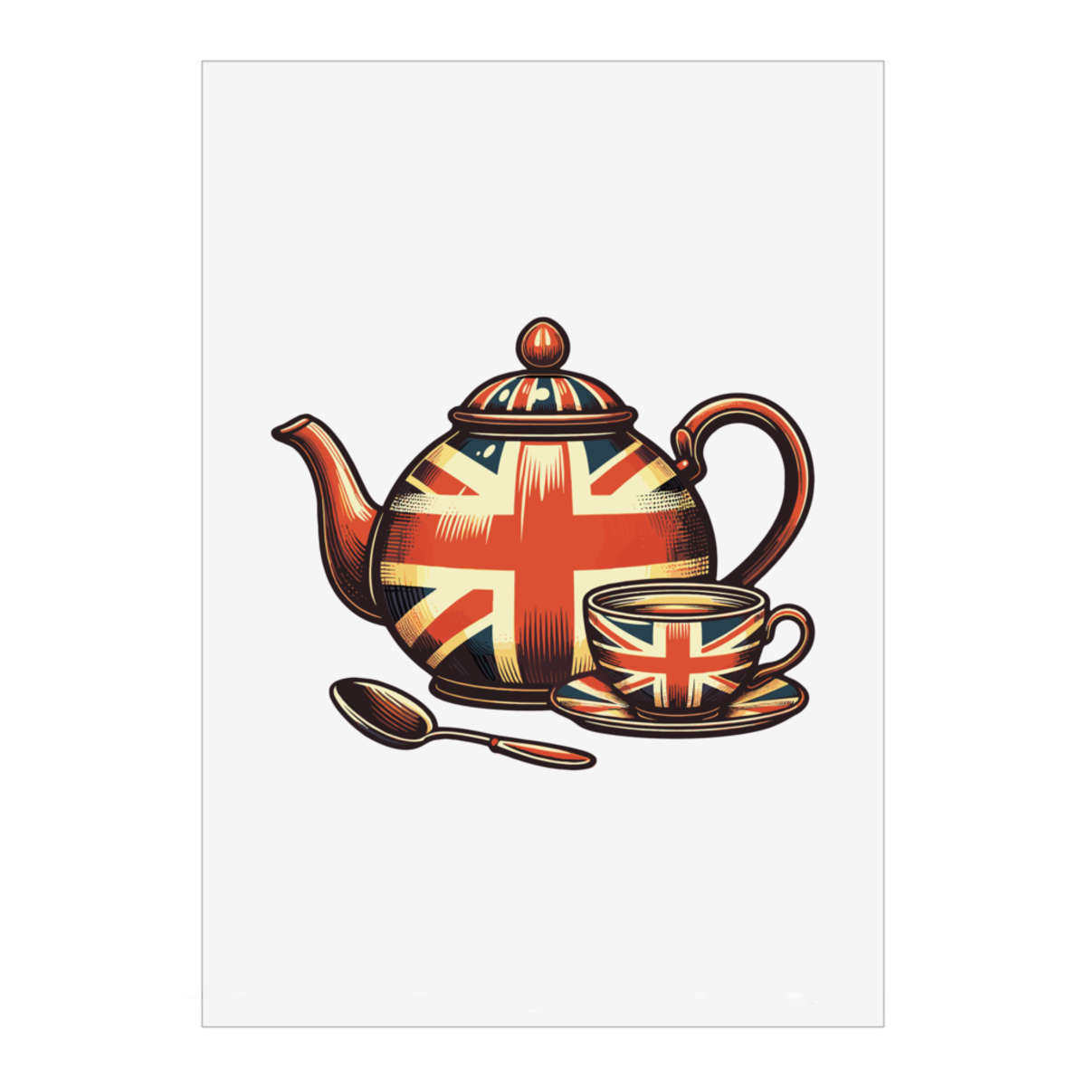 'Union Jack Teapot' Wall Art Poster Print -  Unframed Artwork for Home Decor - A1 Portrait (PP00297293)