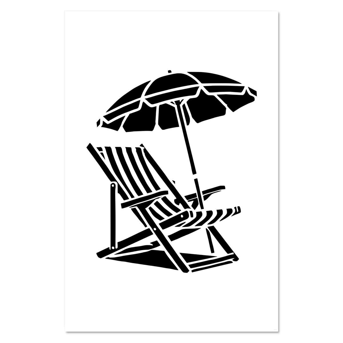 Super A1 'Deck Chair With Parasol' Wall Poster / Print (PP00307529)