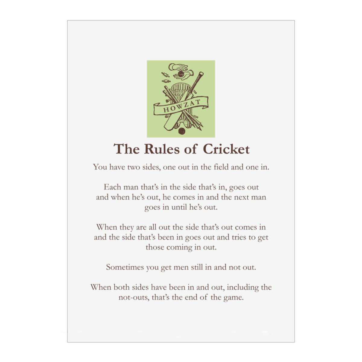 'The Rules Of Cricket' Wall Art Poster Print -  Unframed Artwork for Home Decor - A1 Portrait (PP00310518)