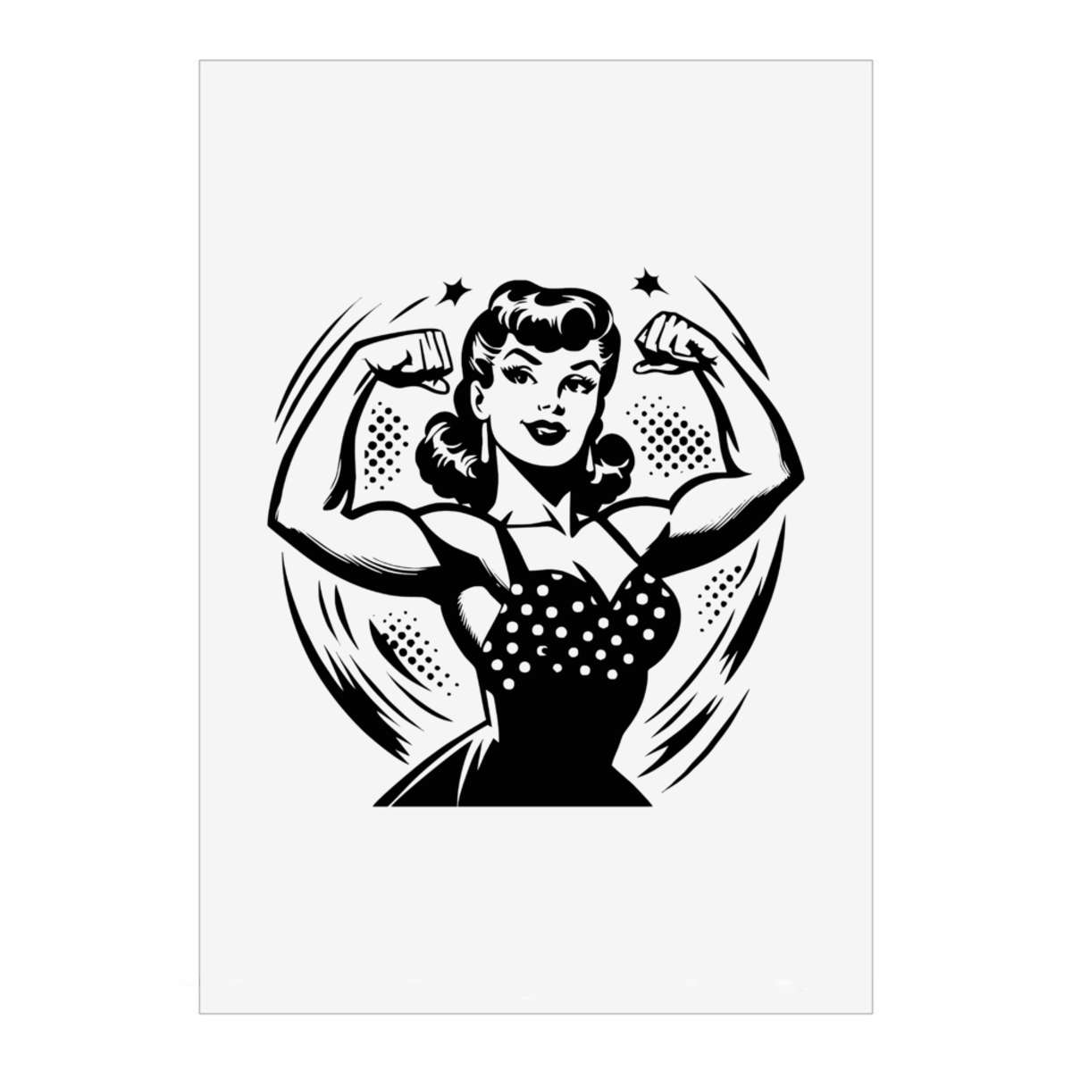 'Retro Strong Woman' Wall Art Poster Print -  Unframed Artwork for Home Decor - A1 Portrait (PP00314338)