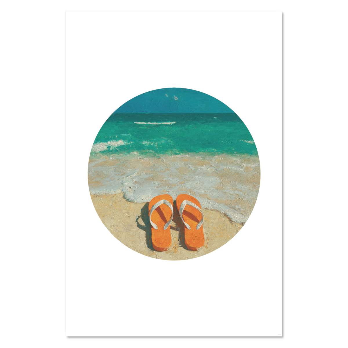 Super A1 'Orange Flip Flops on Beach' Wall Poster / Print (PP00356305)