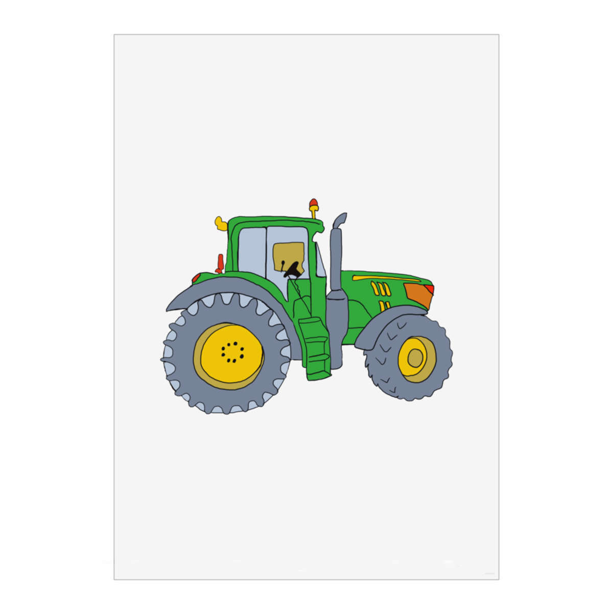 'Green Tractor' Wall Art Poster Print - Modern Farm Machinery Vehicle Art - Unframed Artwork for Home Decor - A2 Portrait (PP00044876)