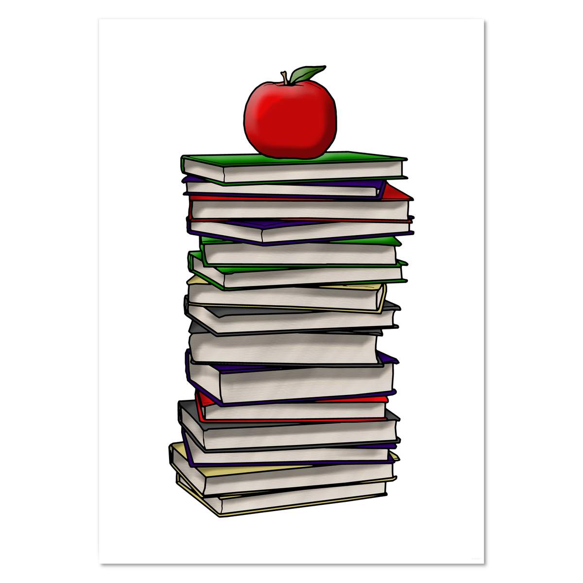 A2 'Apple On Book Stack' Wall Poster / Print (PP00159984)