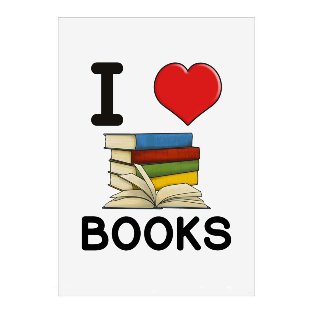 'I Love Books' Wall Art Poster - A2 Portrait - Unframed Wall Art Print for Home Decor - 594mm / 23.4in (PP00222381)