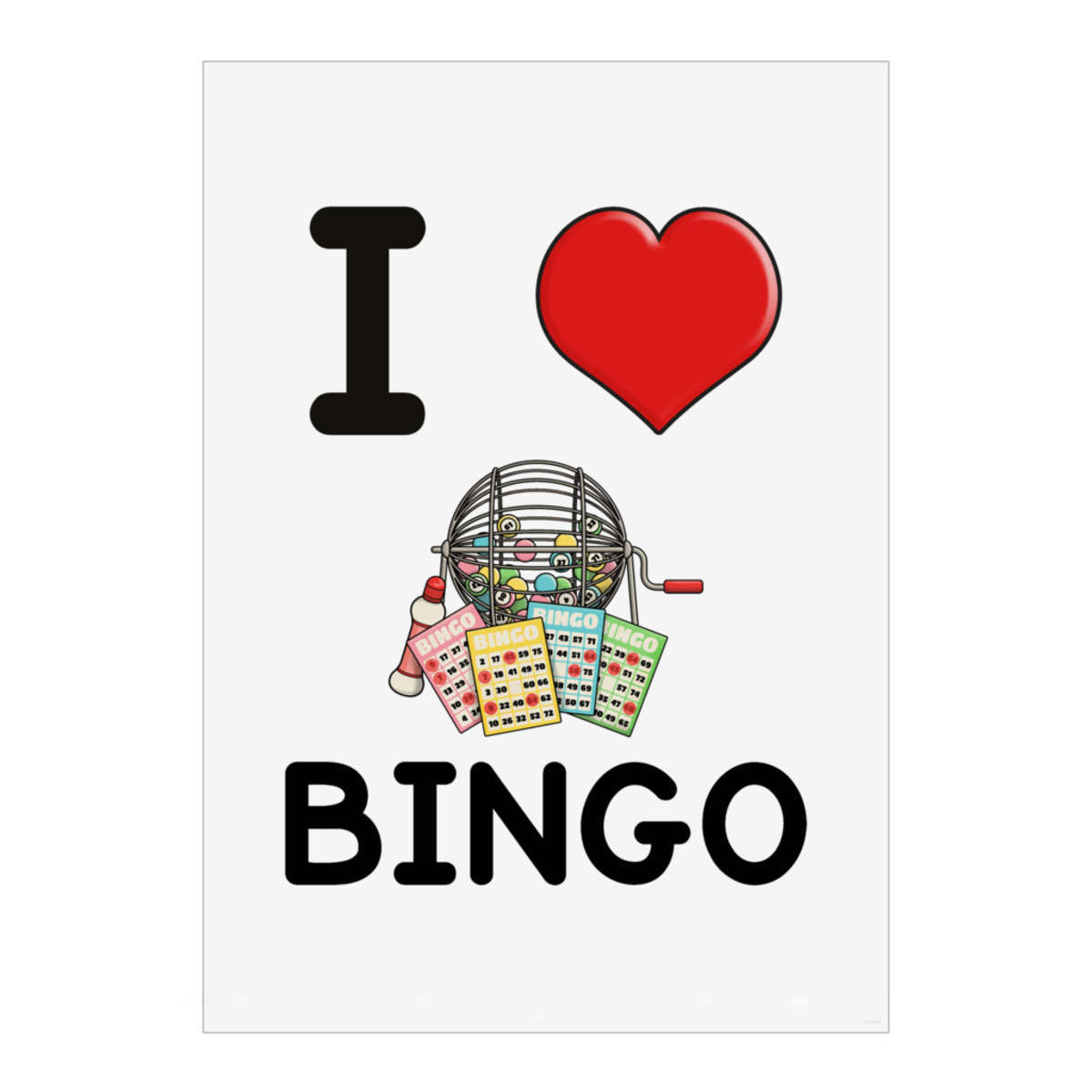 'I Love Bingo' Wall Art Poster Print -  Unframed Artwork for Home Decor - A2 Portrait (PP00222581)