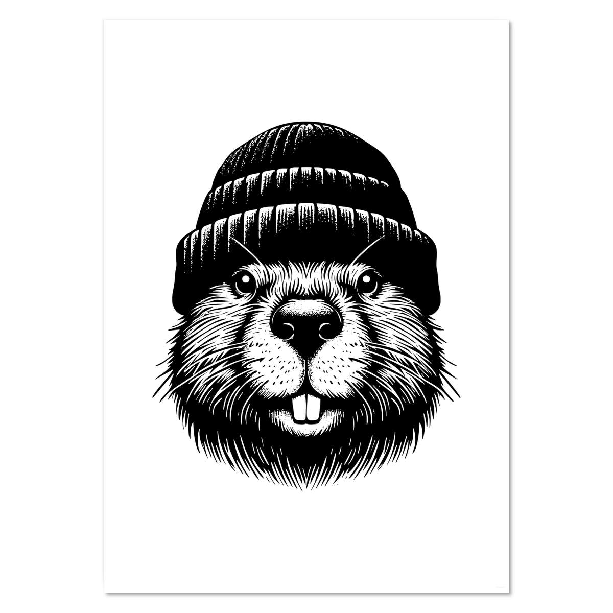A2 'Beaver Wearing Beanie Hat' Wall Poster / Print (PP00289848)