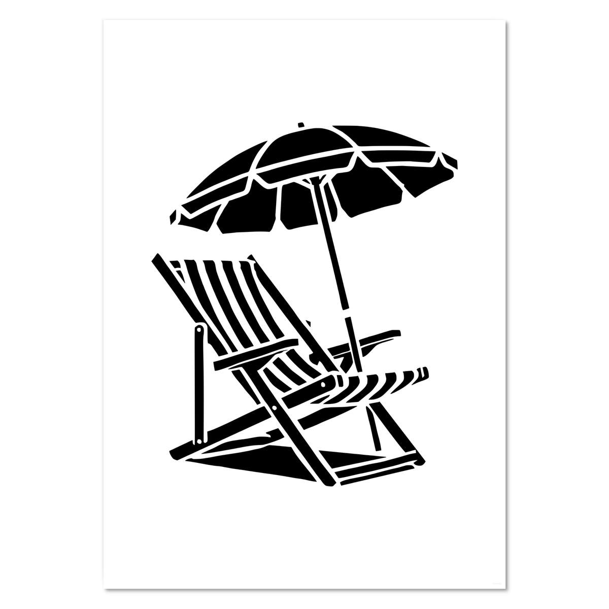 A2 'Deck Chair With Parasol' Wall Poster / Print (PP00307528)