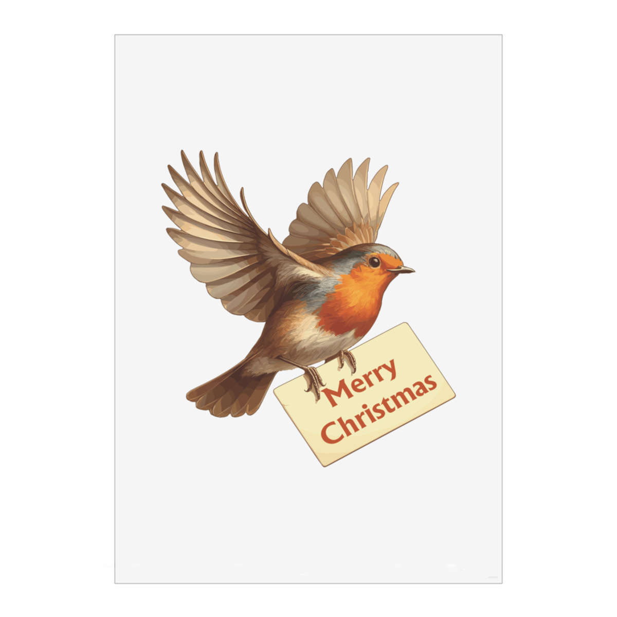 'Merry Christmas Robin' Wall Art Poster - A2 Portrait - Unframed Wall Art Print for Home Decor - 594mm / 23.4in (PP00326370)