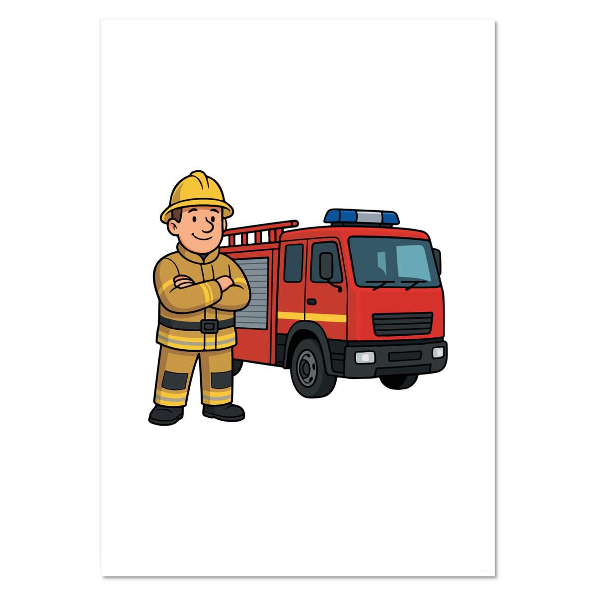 A2 'Fire Engine & Firefighter' Wall Poster / Print (PP00335629)