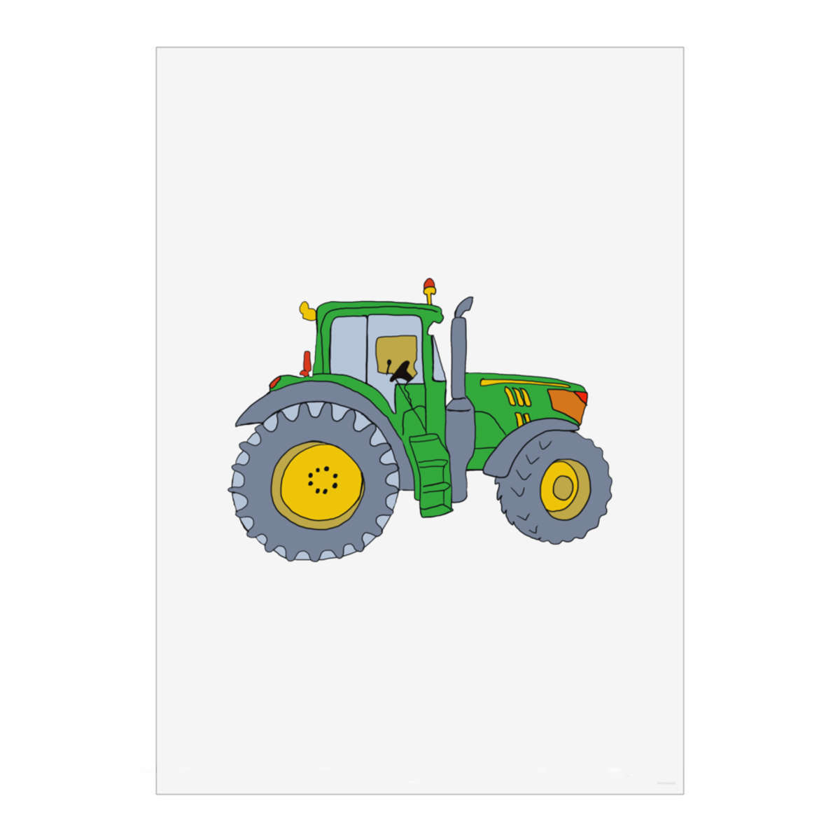 'Green Tractor' Wall Art Poster - A3 Portrait - Modern Farm Machinery Vehicle Art - Unframed Wall Art Print for Home Decor - 420mm / 16.5in (PP00044875)