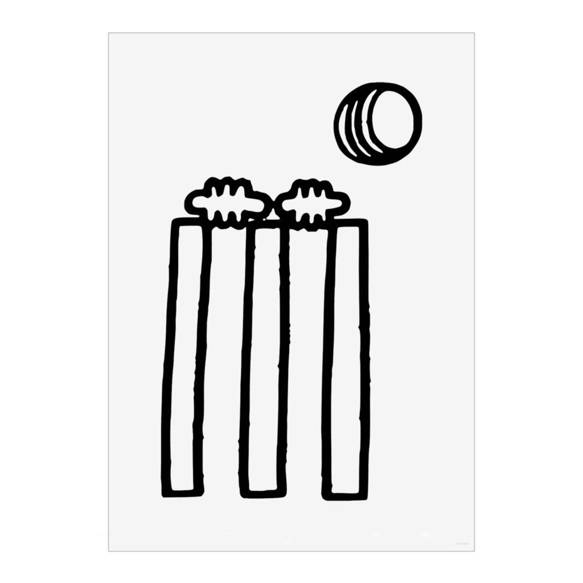 'Cricket Wickets & Ball' Wall Art Poster - A3 Portrait - Unframed Wall Art Print for Home Decor - 420mm / 16.5in (PP00210888)