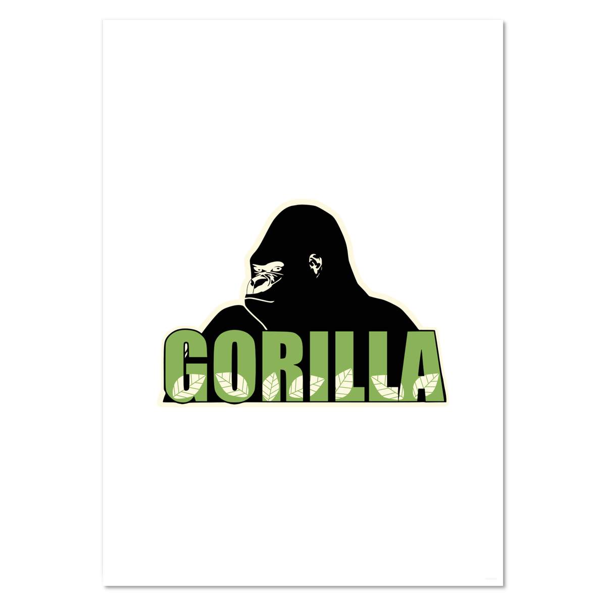 A3 'Gorilla With Text And Leaves' Wall Poster / Print (PP00236388)
