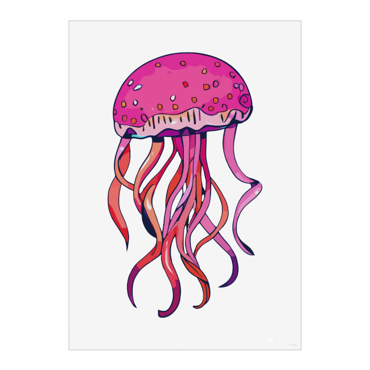 'Pink Jellyfish' Wall Art Poster - A3 Portrait - Unframed Wall Art Print for Home Decor - 420mm / 16.5in (PP00262781)
