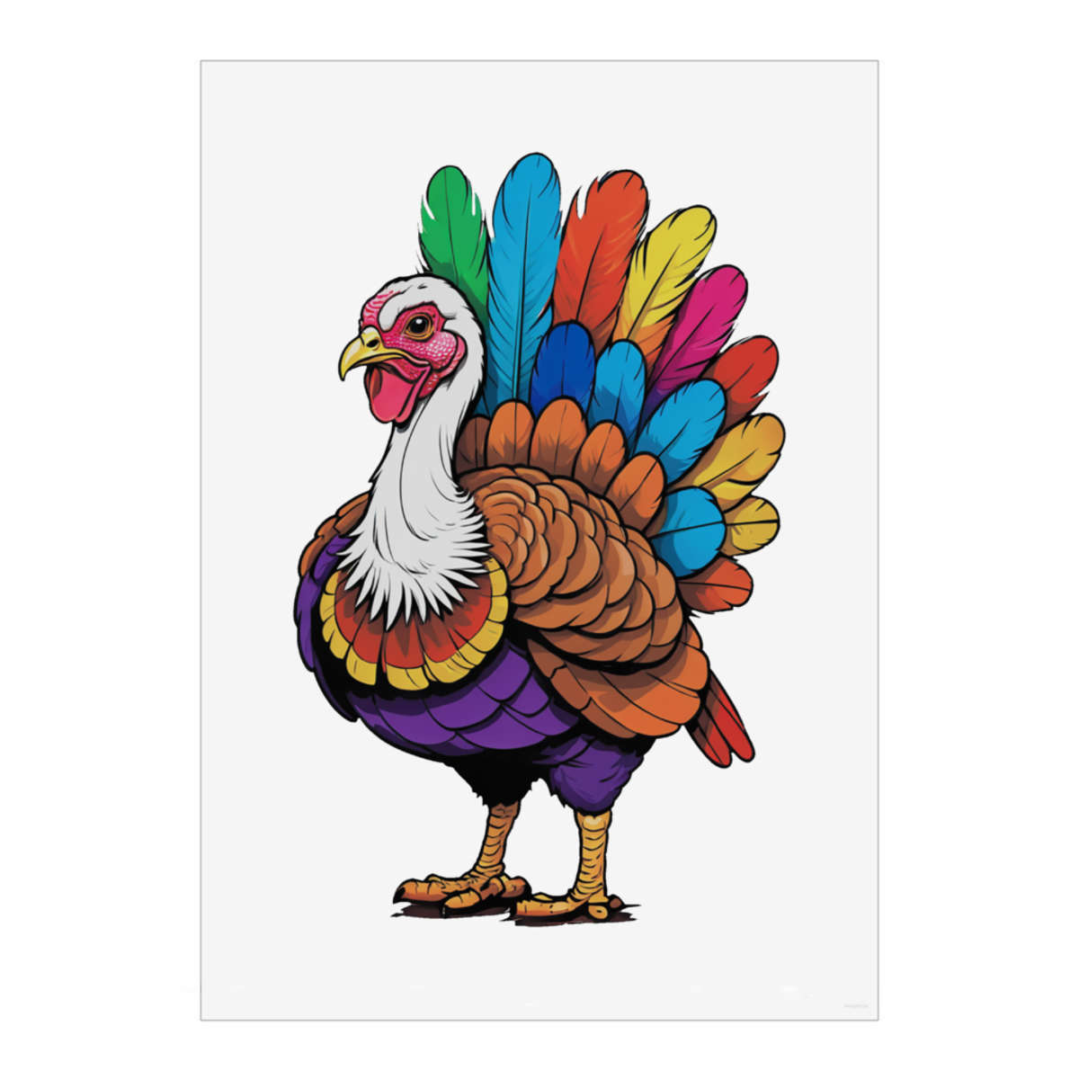 'Turkey With Feathers' Wall Art Poster - A3 Portrait - Unframed Wall Art Print for Home Decor - 420mm / 16.5in (PP00267134)
