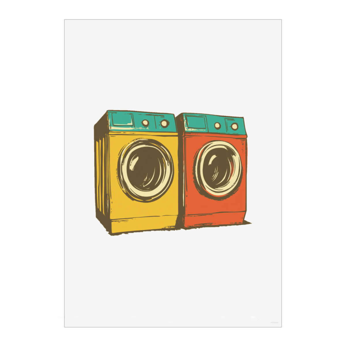 'Two Washing Machines' Wall Art Poster - A3 Portrait - Unframed Wall Art Print for Home Decor - 420mm / 16.5in (PP00309491)