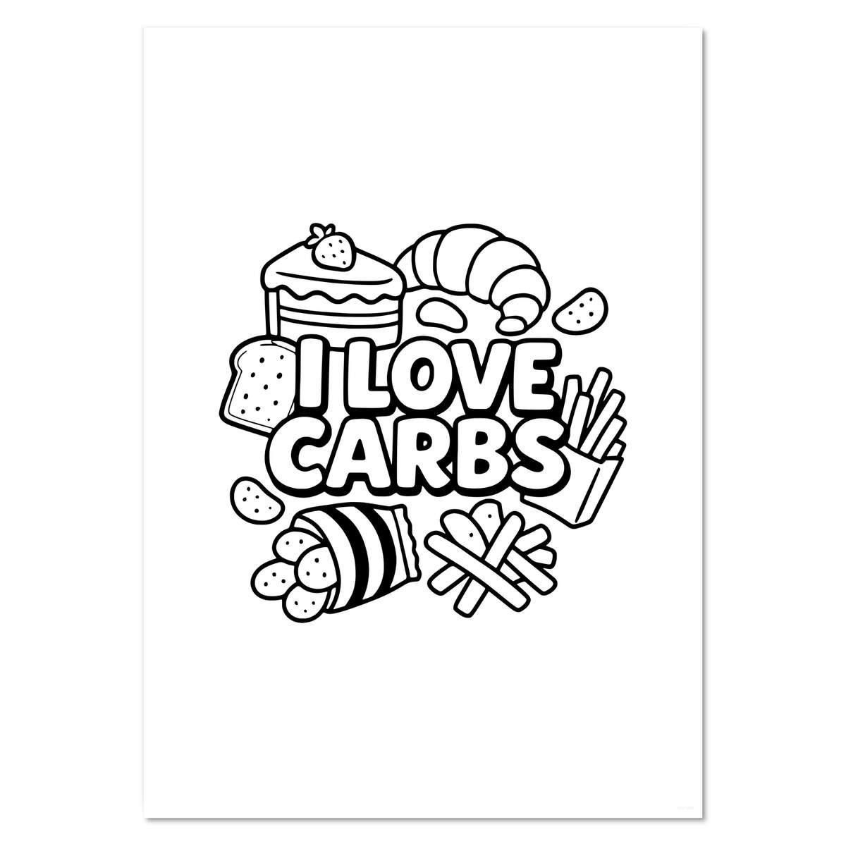 A3 ' I Love Carbs Food Design' Wall Poster / Print (PP00319667)