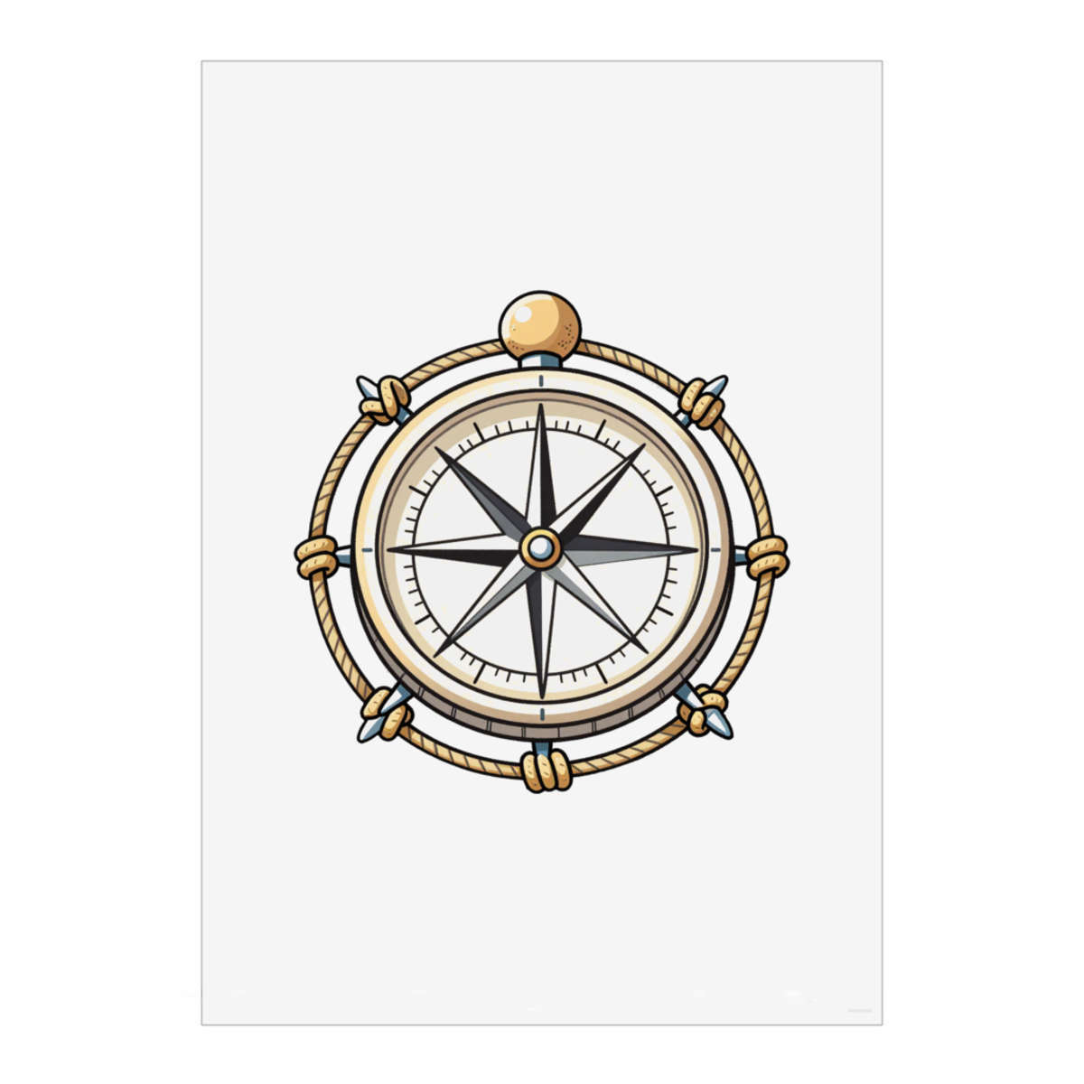 'Compass & Rope Knots' Wall Art Poster - A3 Portrait - Unframed Wall Art Print for Home Decor - 420mm / 16.5in (PP00353147)