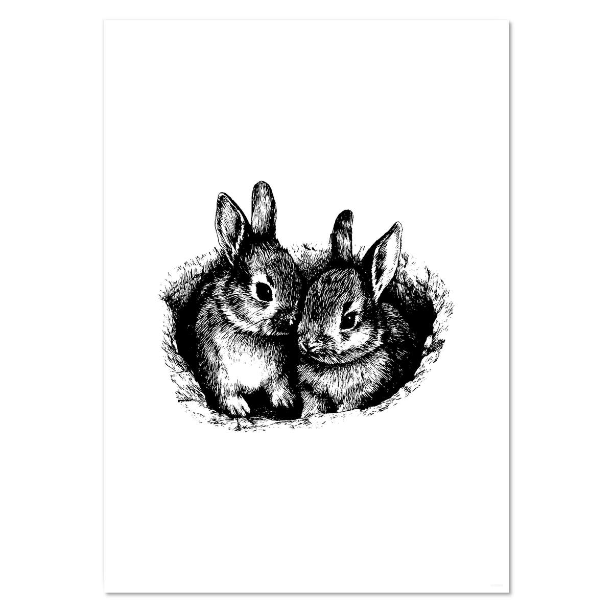 A3 'Baby Bunnies in Nest' Wall Poster / Print (PP00357538)