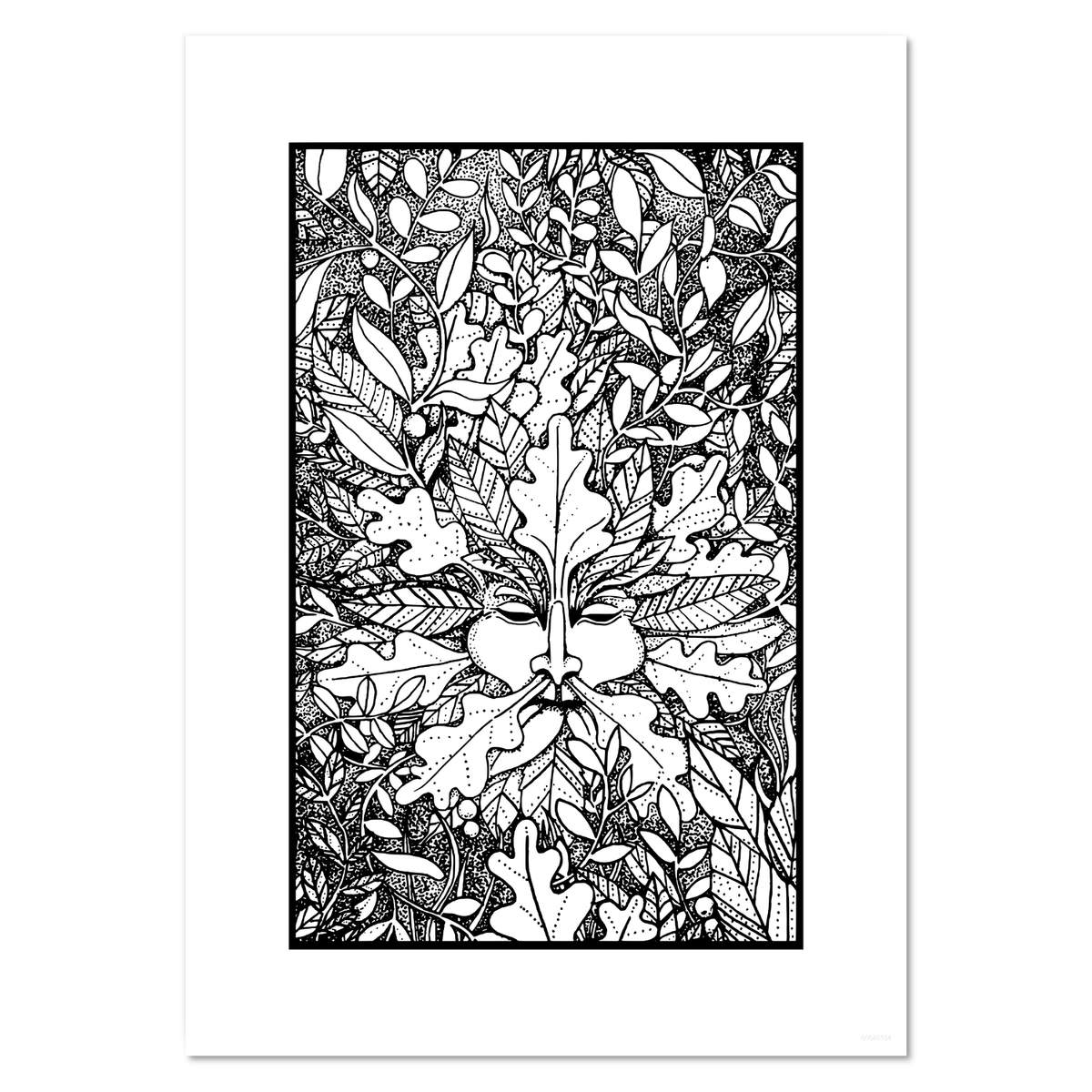 A4 'Green Man & Leaves' Wall Poster / Print (PP00040154)