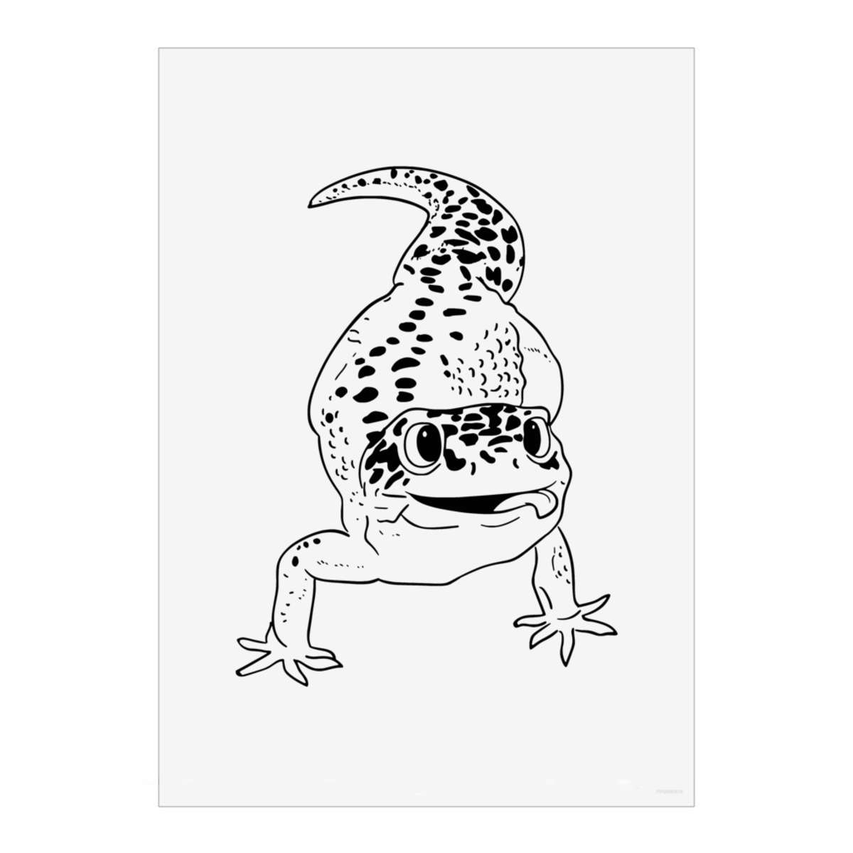 'Happy Leopard Gecko' Wall Art Poster Print -  Unframed Artwork for Home Decor - A4 Portrait (PP00063818)