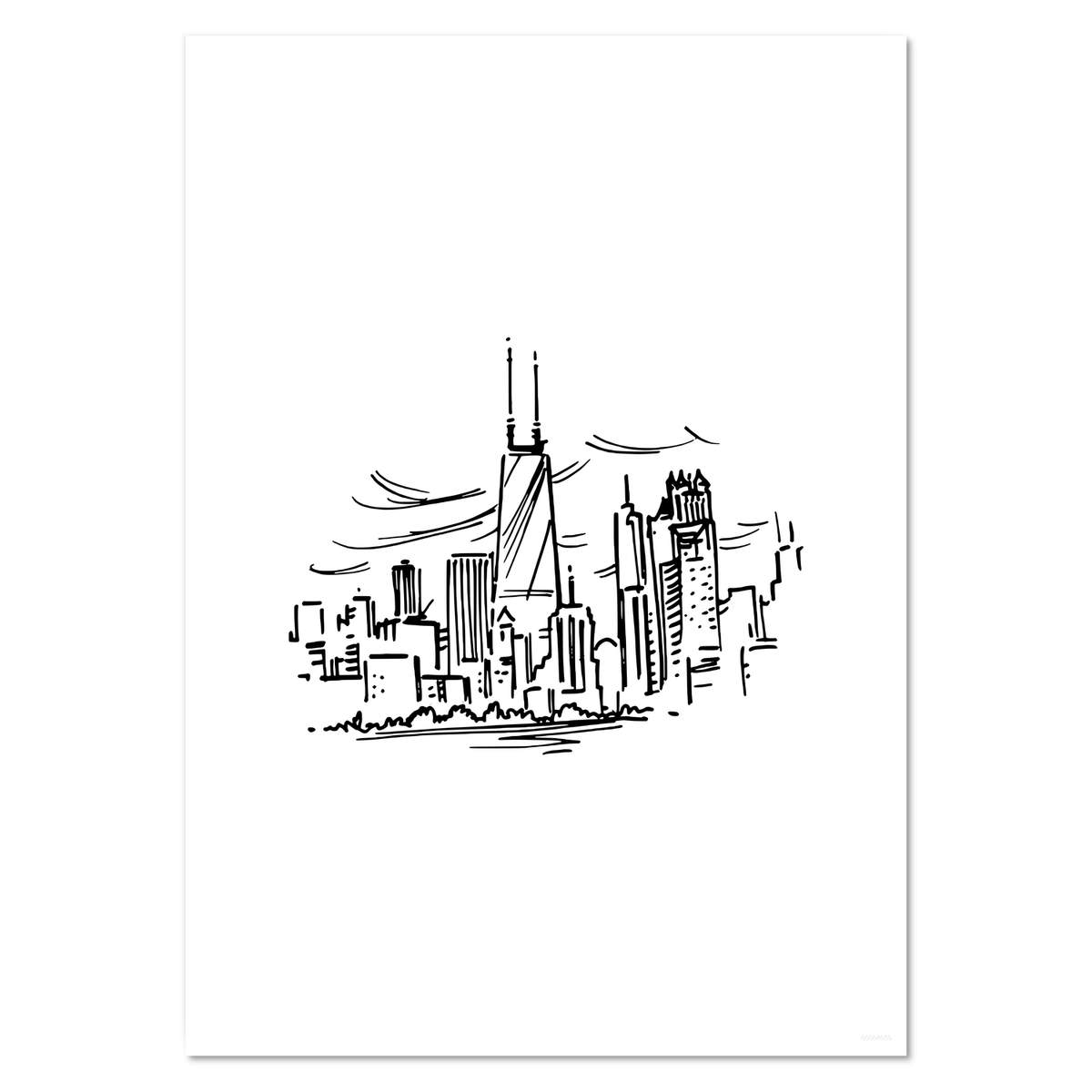 A4 'Chicago Skyline' Wall Poster / Print (PP00084050)
