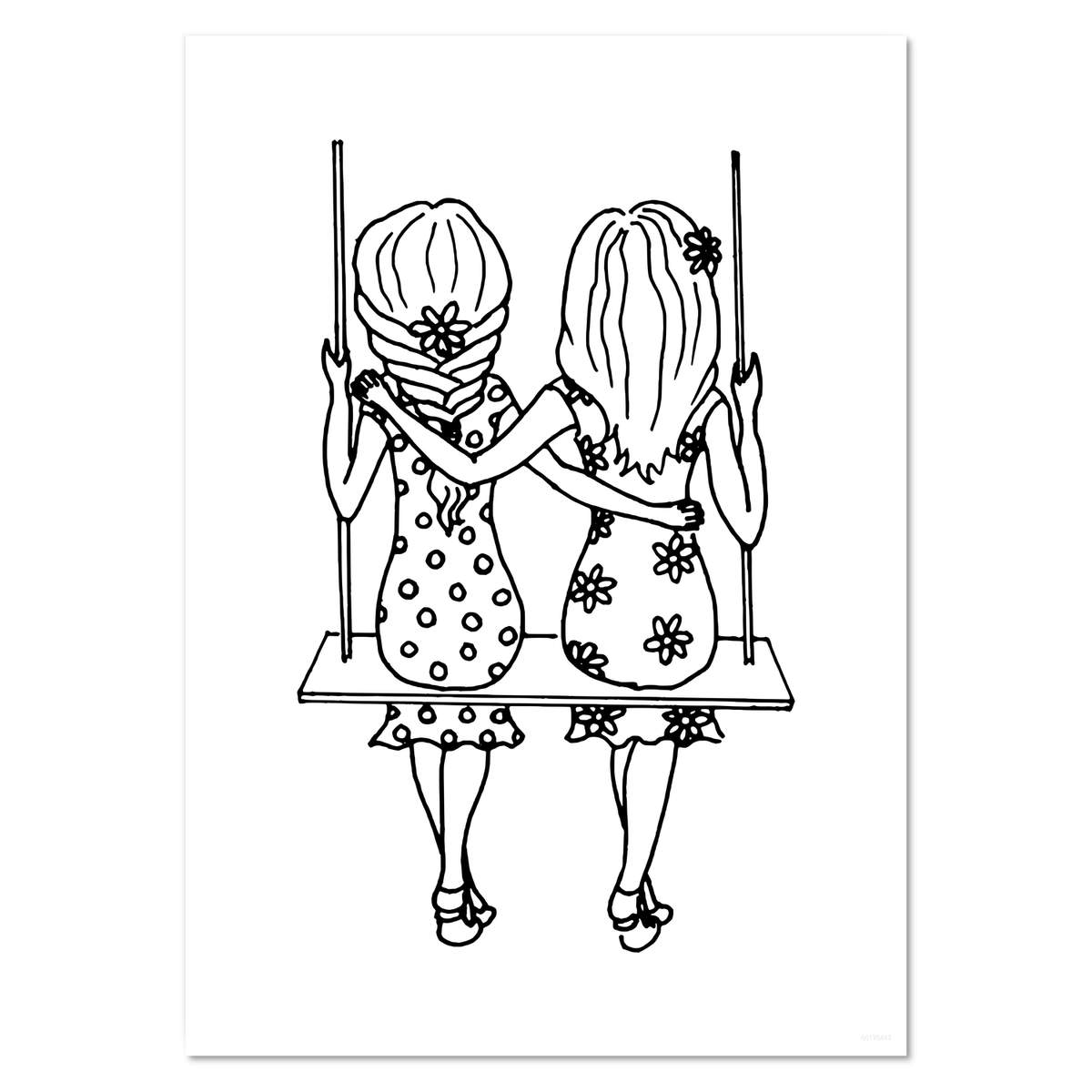 A4 'Sisters On A Swing' Wall Poster / Print (PP00178487)