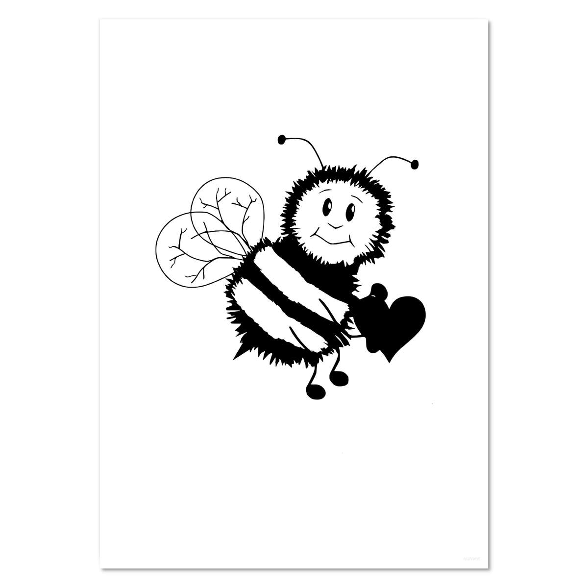 A4 'Black and White Cartoon Bee' Wall Poster / Print (PP00233495)