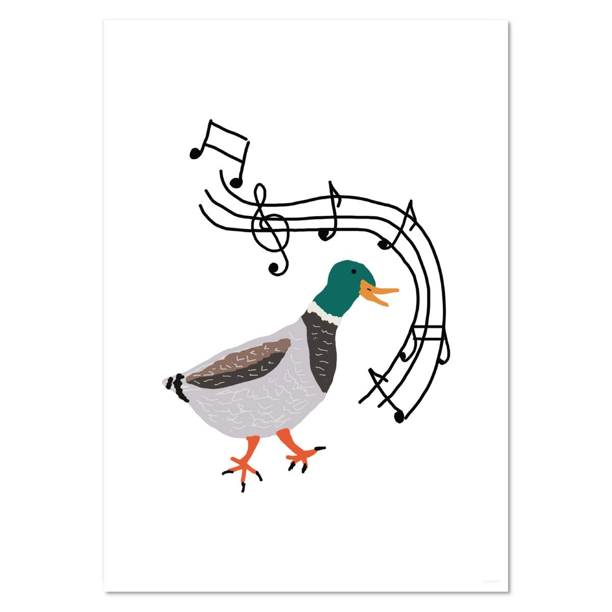 A4 'Musical dancing duck' Wall Poster / Print (PP00244421)